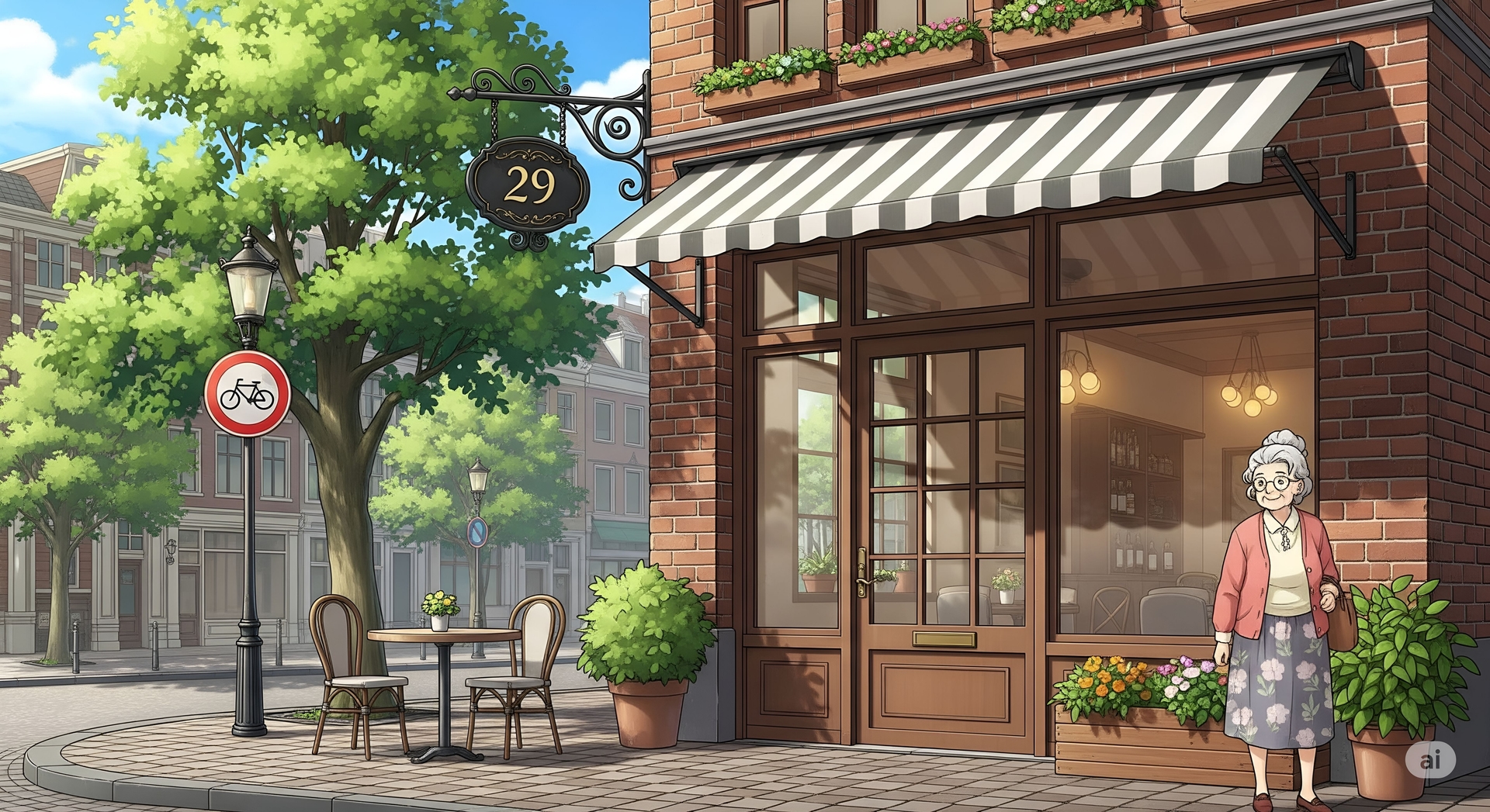  Charming Cafe with Outdoor Seating and a Local Resident