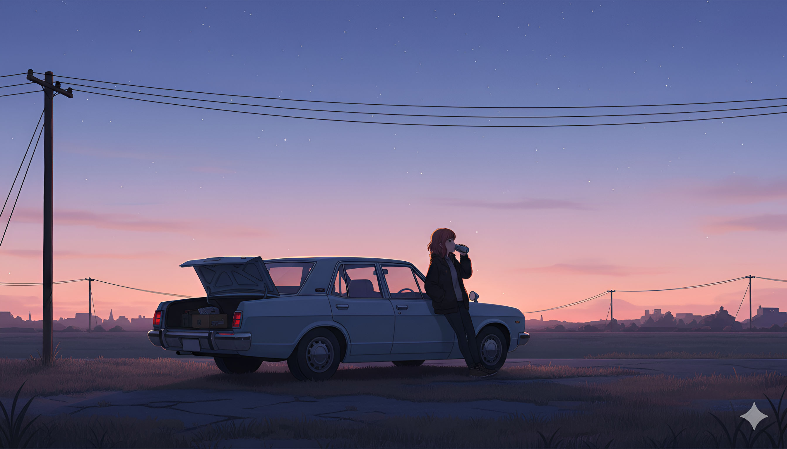 Twilight Drive Aesthetic – Lofi Anime Sunset View