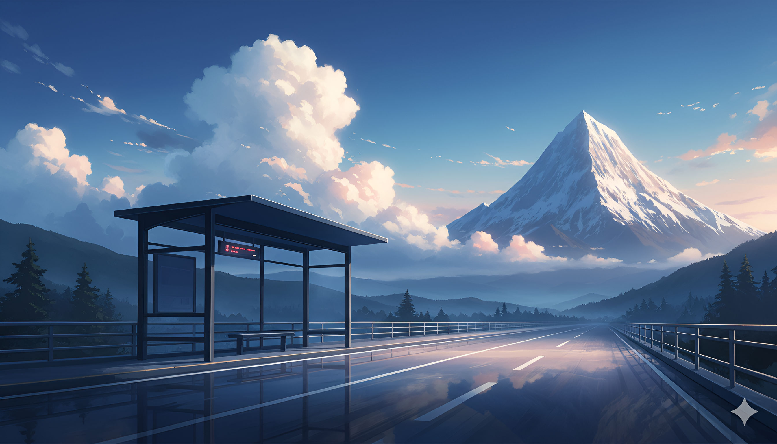 Anime mountain bus stop wallpaper
Sunrise Highway Bus Stop – Epic Mountain Anime Vista