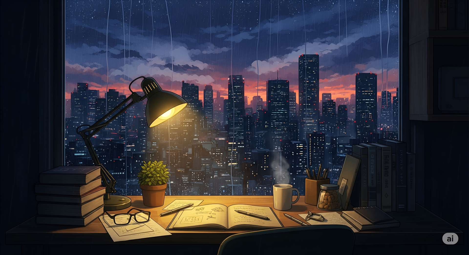 Cozy Rainy Night in the City