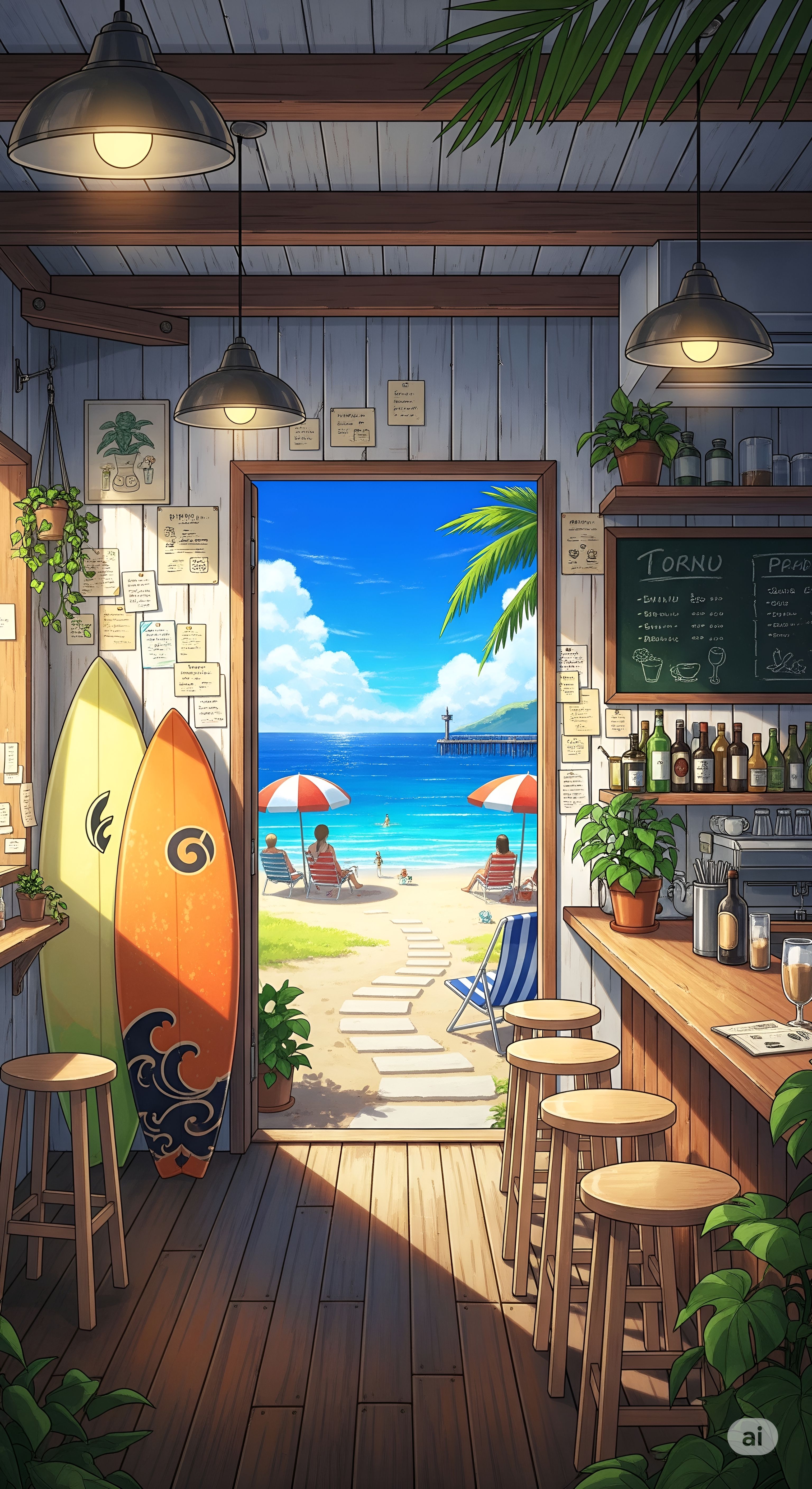 Surf Bar with Beach and Ocean View