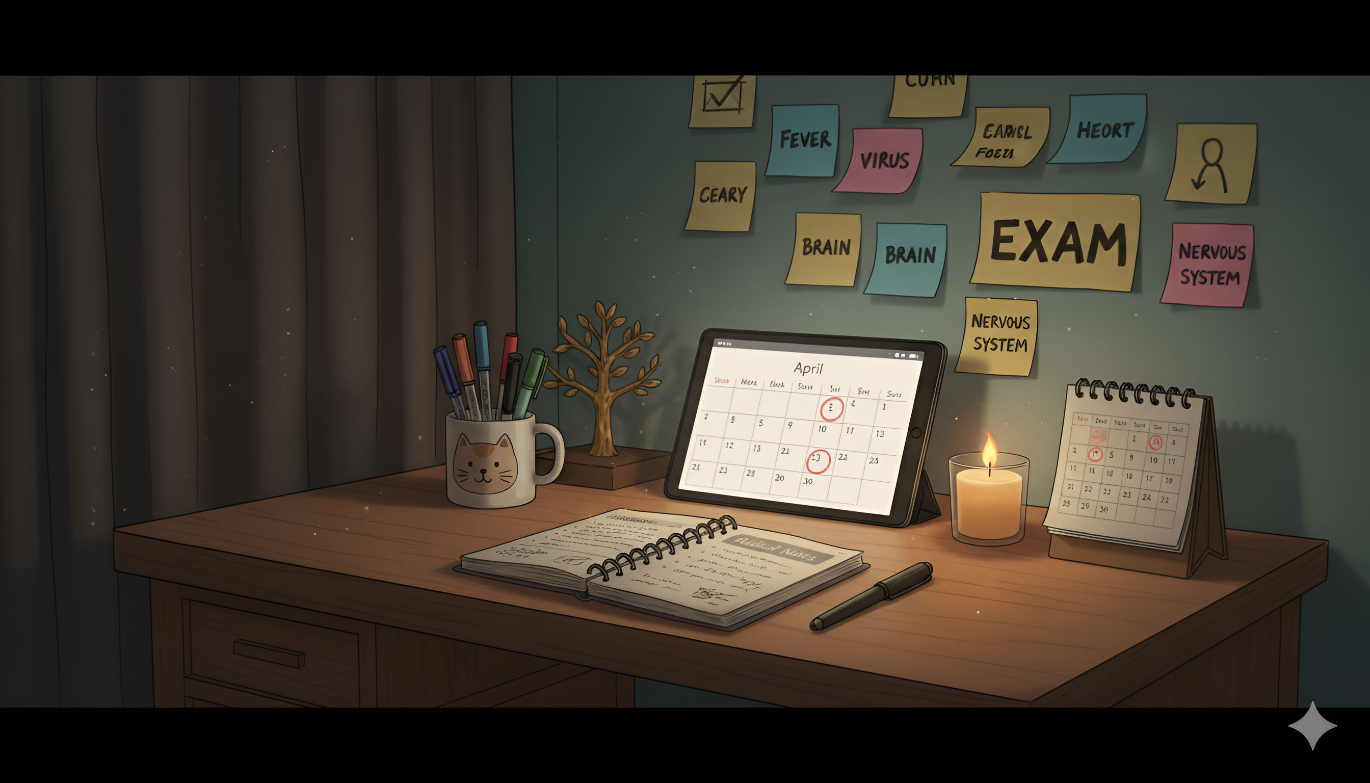 Lofi Anime Study Desk – Late Night Exam Prep Aesthetic