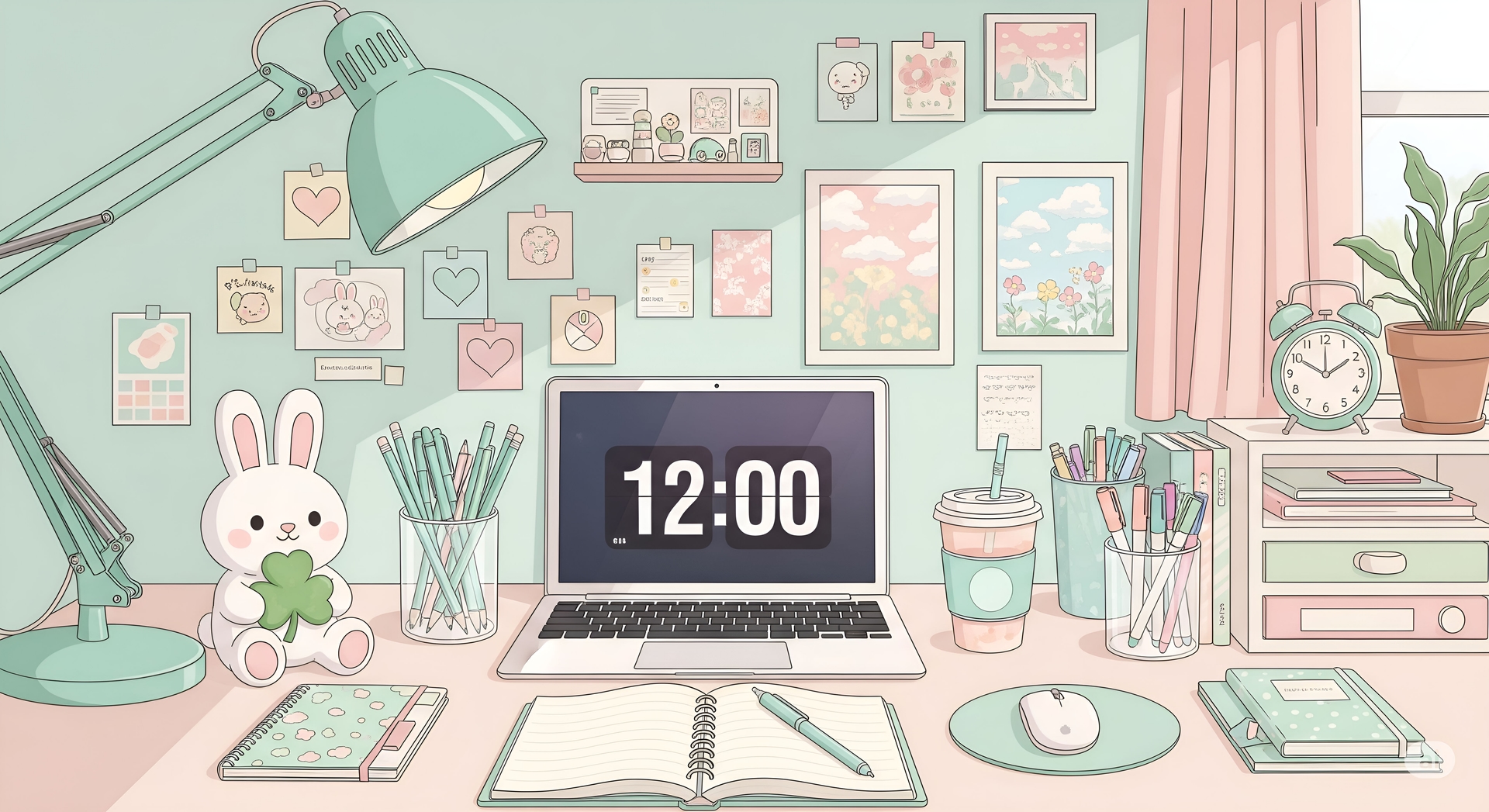 Cute and Organized Pastel Workspace
