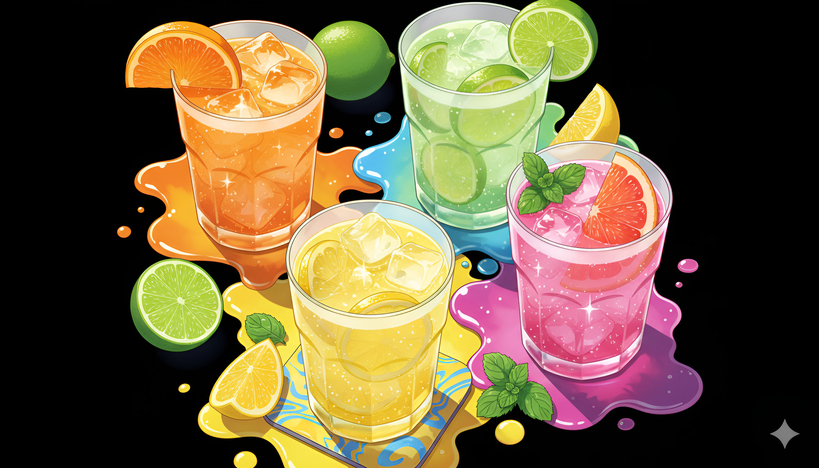 Neon Citrus Cocktails: Vibrant Summer Drinks on Black