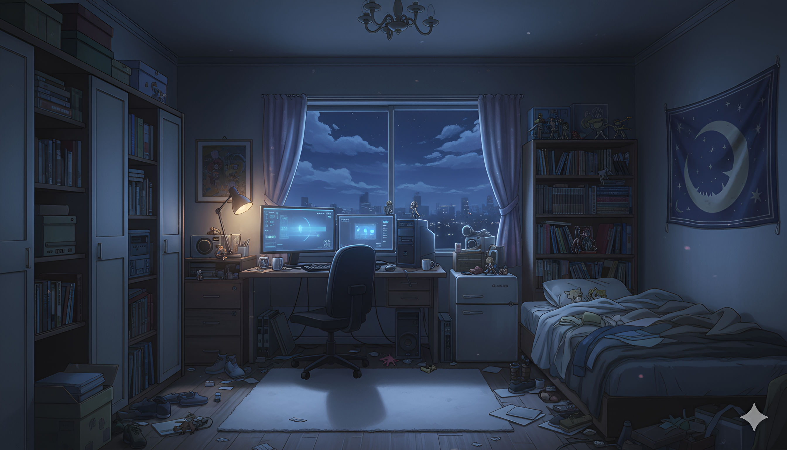 Gamer's Retreat – Cozy Anime Bedroom at Night