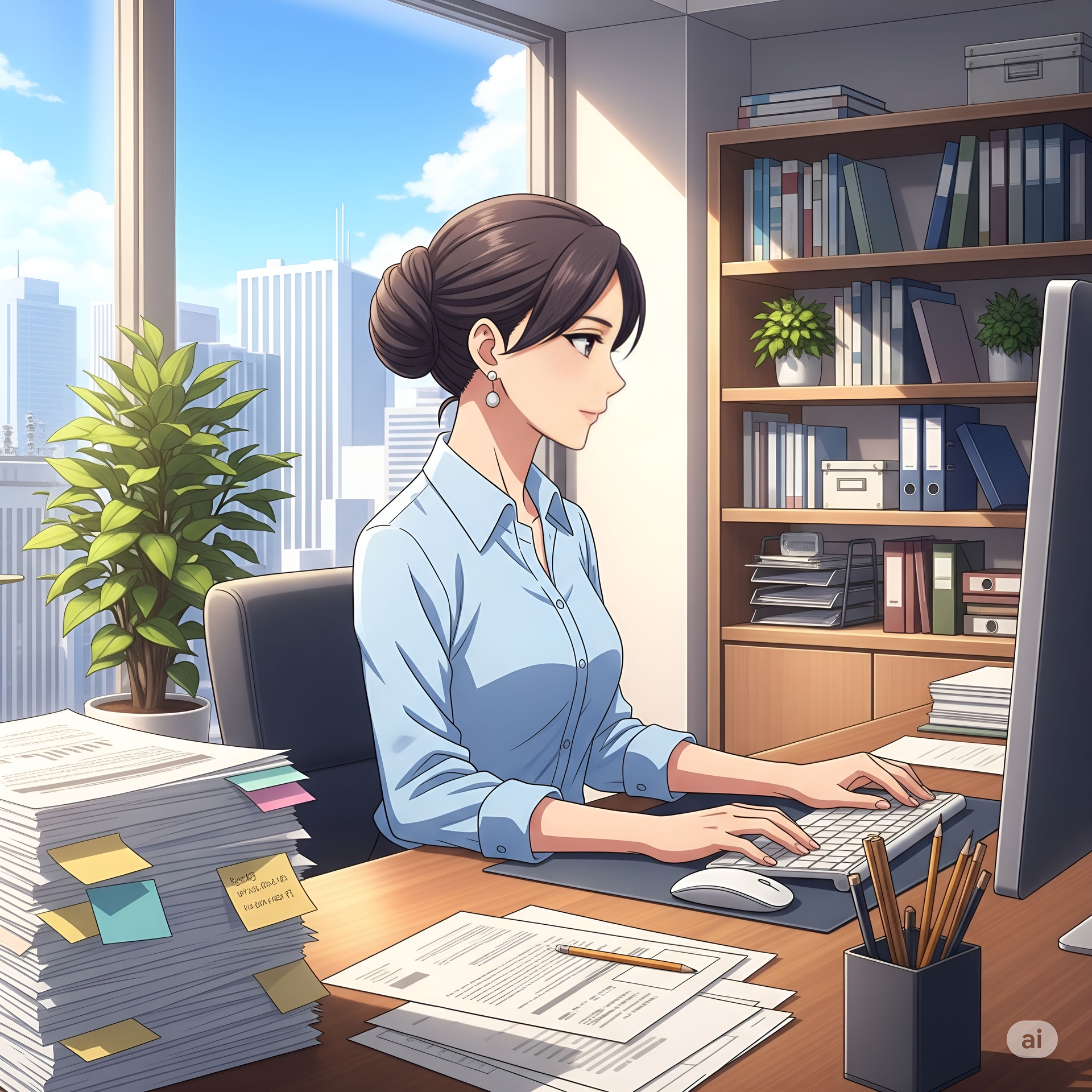 Businesswoman Working at her Desk
