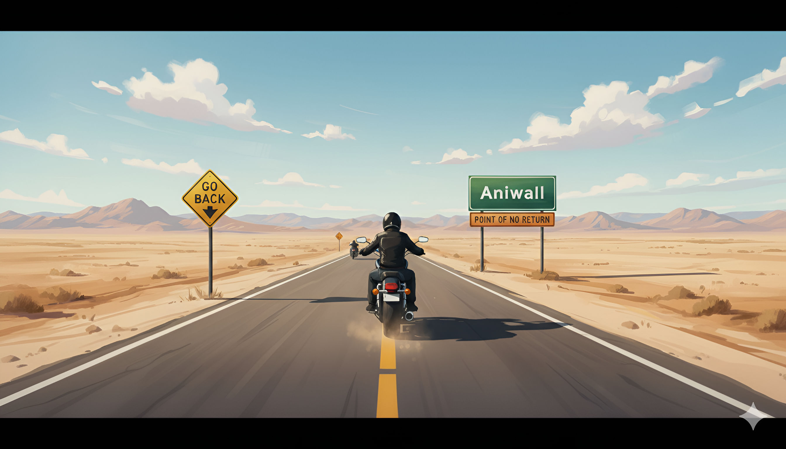 Desert Road Trip – Motorcycle Anime Vibe