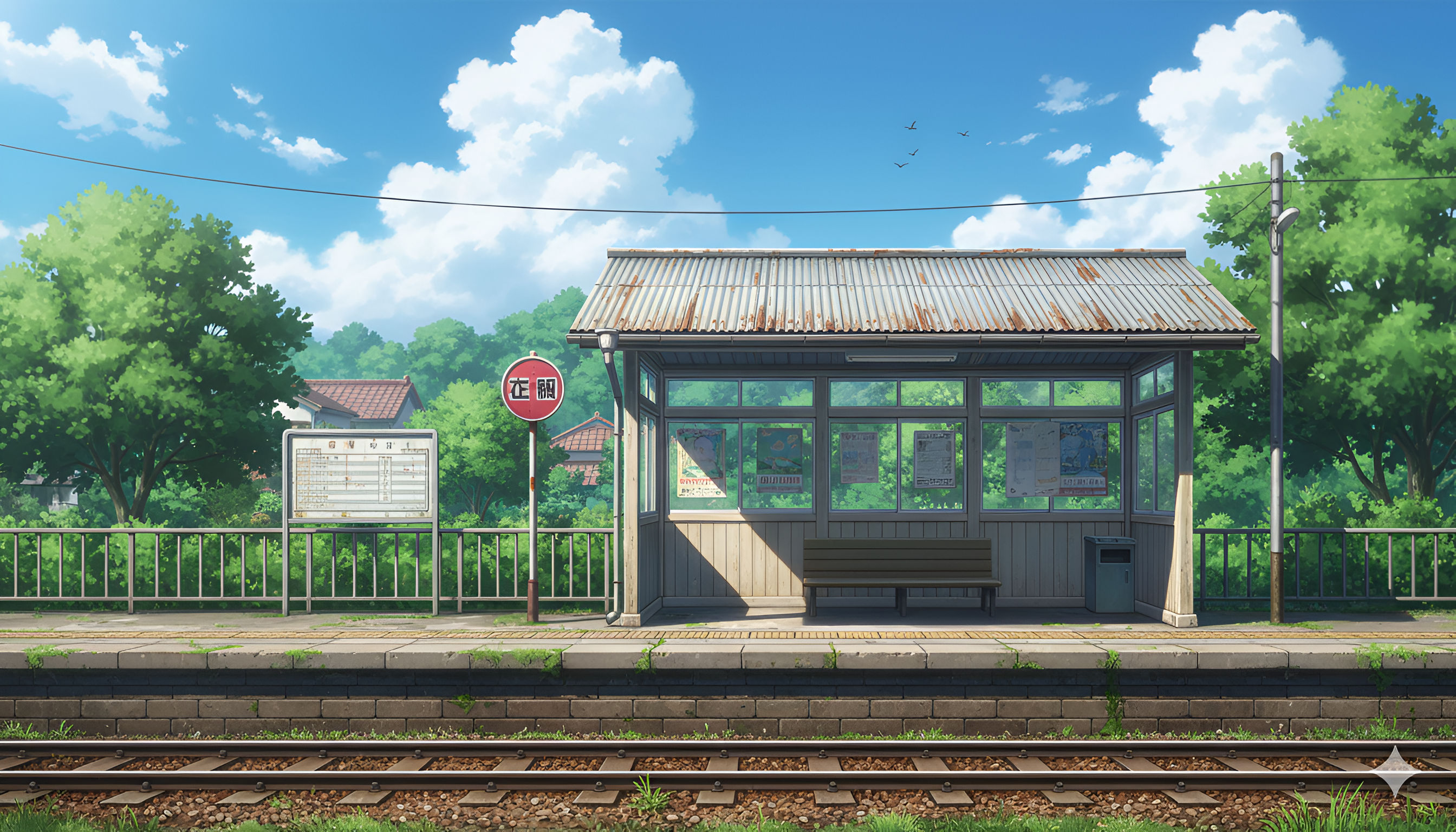 Quiet Summer Day – Japanese Rural Train Station Anime