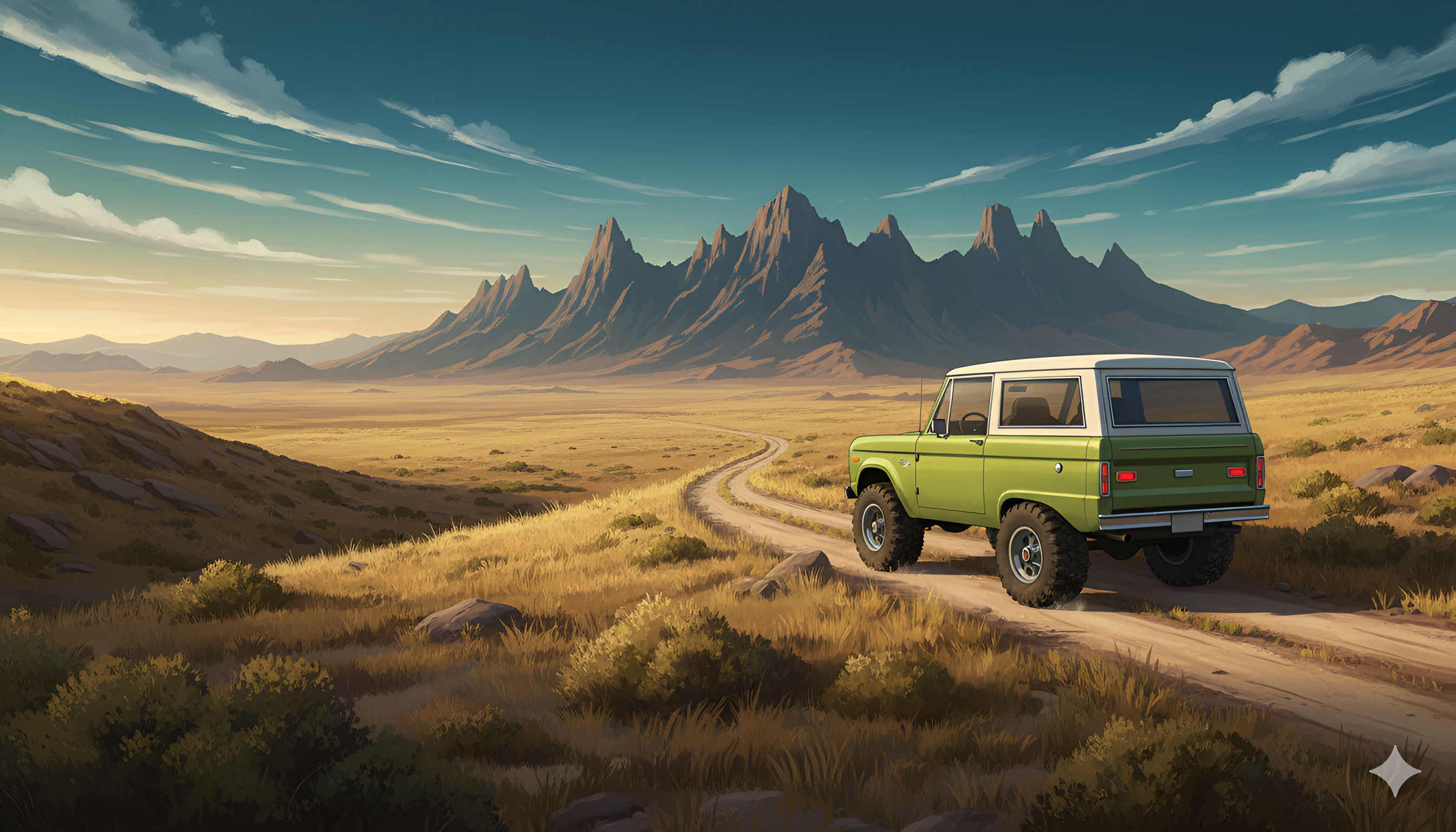 Green Off-Road Adventure – Anime Desert Mountain Drive